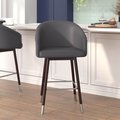 Flash Furniture 26" Gray LeatherSoft Counter Stool with Wood Legs AY-1928-26-GY-GG